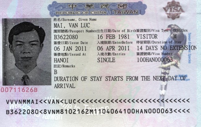 visa đài loan
