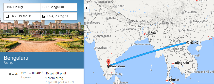 Tham khảo hành trình bay từ Hà Nội đi Bangalore